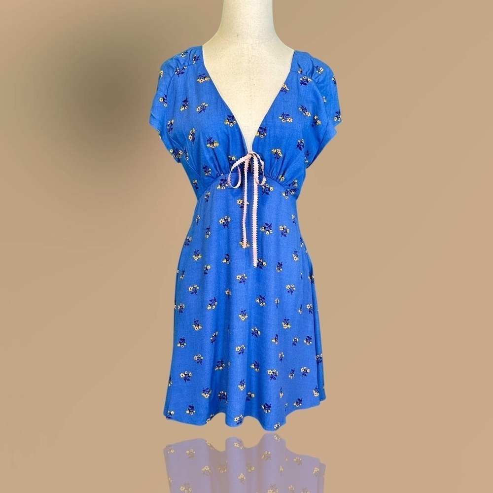 NWT Free People ‘Everyone’s Favorite Mini Dress’ in “Dutch Blue Combo” Size XS